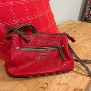Roots Red Leather Crossbody Bag